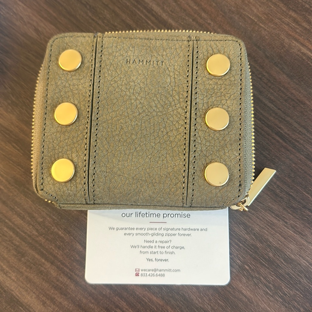 Hammitt 5 North Wallet- Plume Moss Nuback With Gold Studs